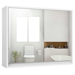 Pefilos - Bathroom Wall Cabinet, Wall Mounted Bathroom Mirror Cabinet, 2-Door Wall-Mounted Bathroom Mirrored Medicine Cabinet - White