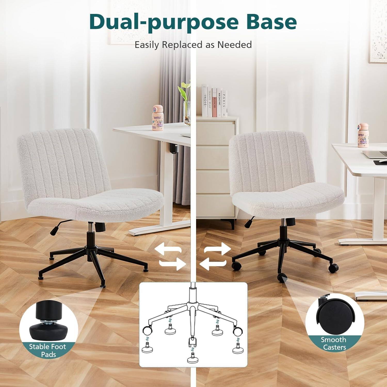 Dual-purpose Base Easily Replaced as Needed

Stable Foot Pads

Smooth Casters