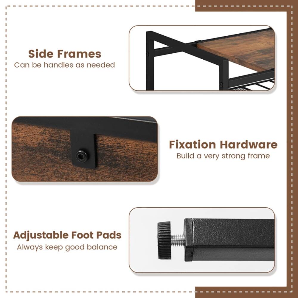 Side Frames  
Can be handles as needed  

Fixation Hardware  
Build a very strong frame  

Adjustable Foot Pads  
Always keep good balance