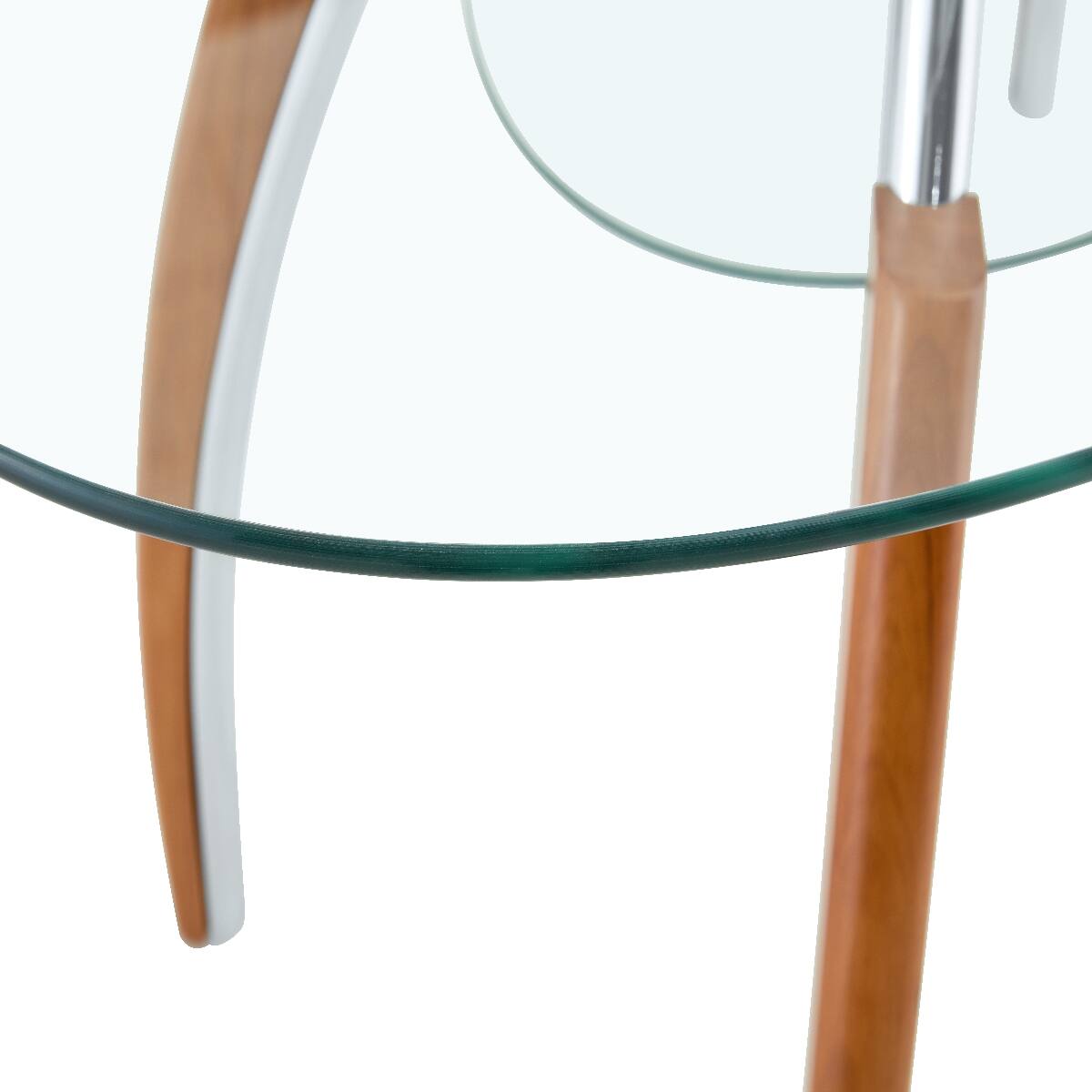 Alt View 3. Loheer - Loheer Oval Glass Coffee Table with Two-Tier Storage Shelf, Mid-Century Modern Design - Oak.