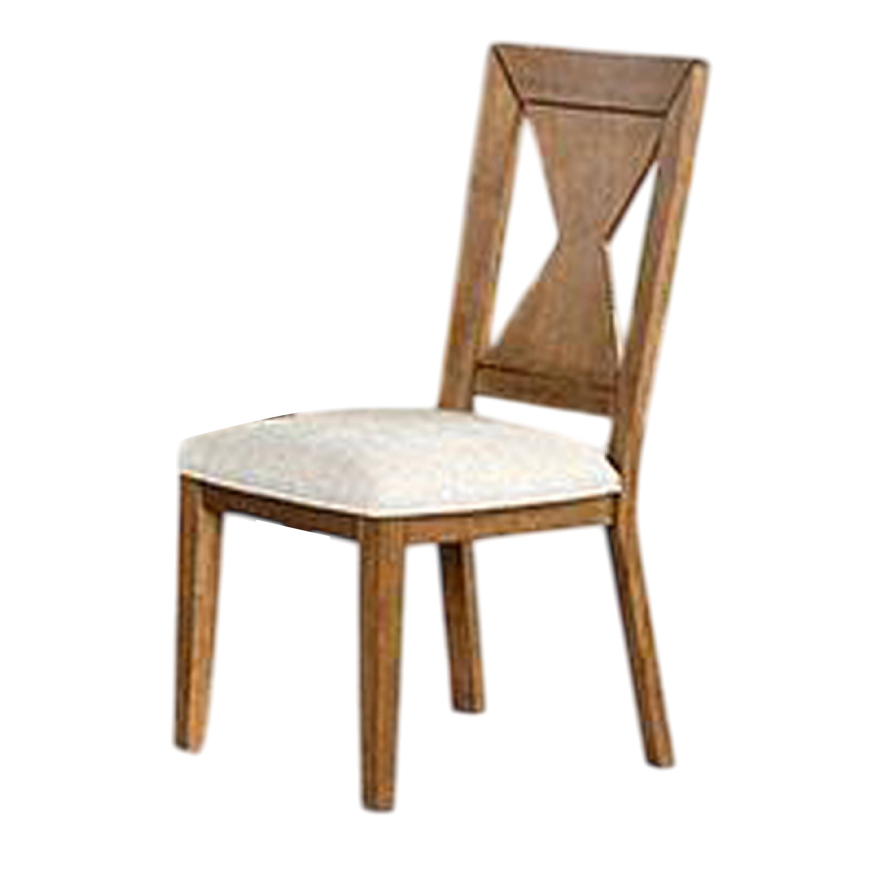 Alt View 1. Manhattan Lane - Zivy Dining Side Chair Set of 2, Hourglass Back, Rustic Oak Brown Wood - Oak Brown, White.