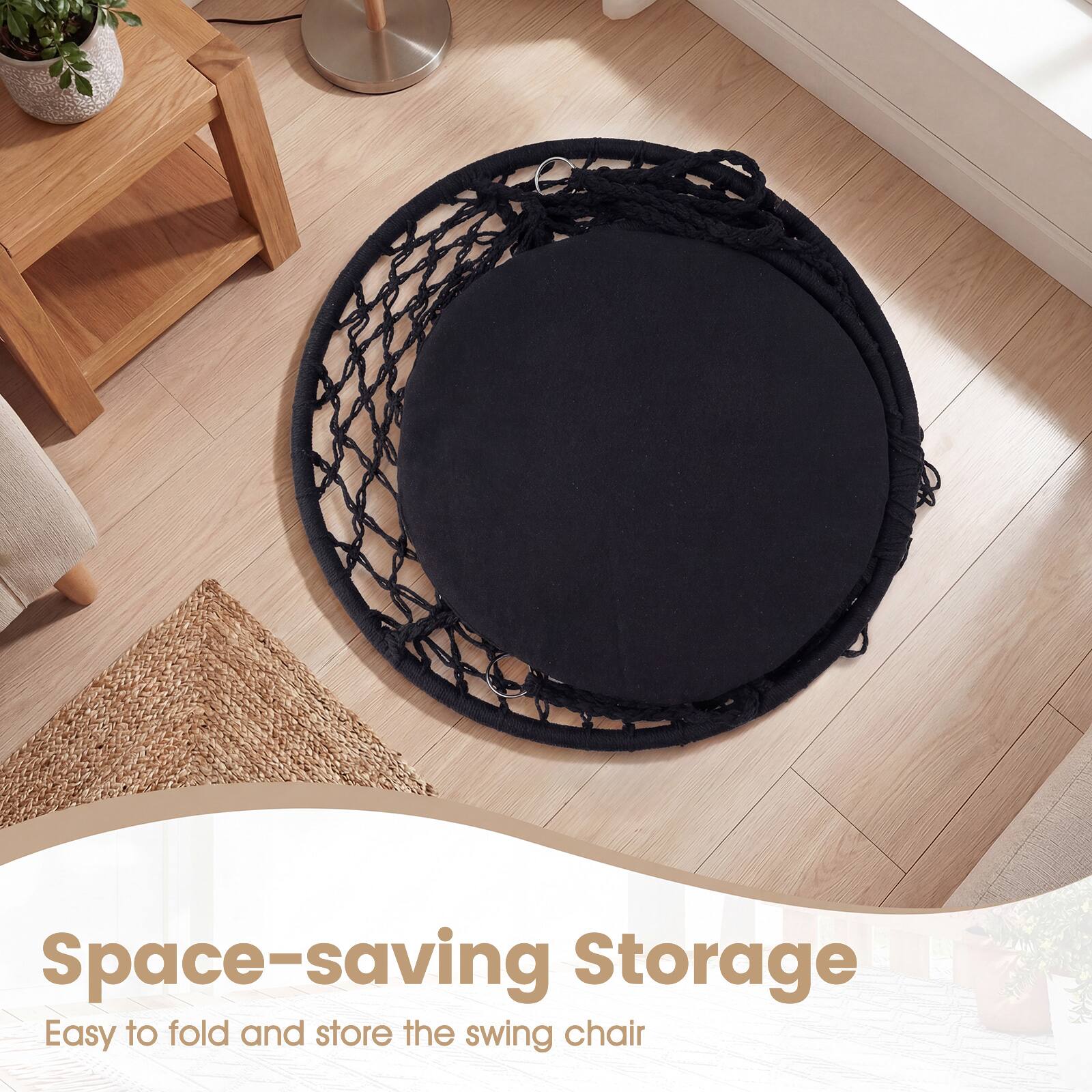 Space-saving Storage  
Easy to fold and store the swing chair