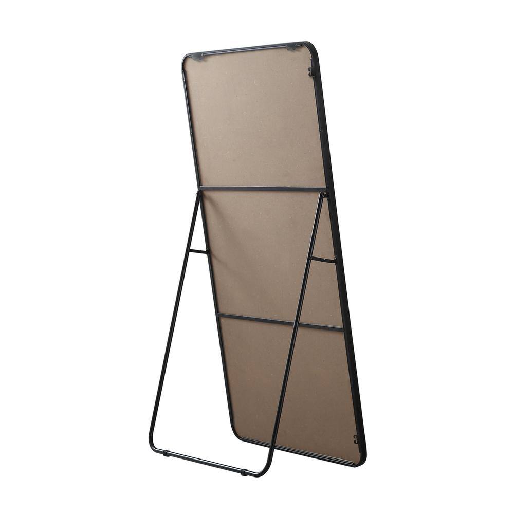 Left. Elegant Decor - Soft Corner Metal Rectangle Full Length Mirror 30x60 Inch in Black - Black.