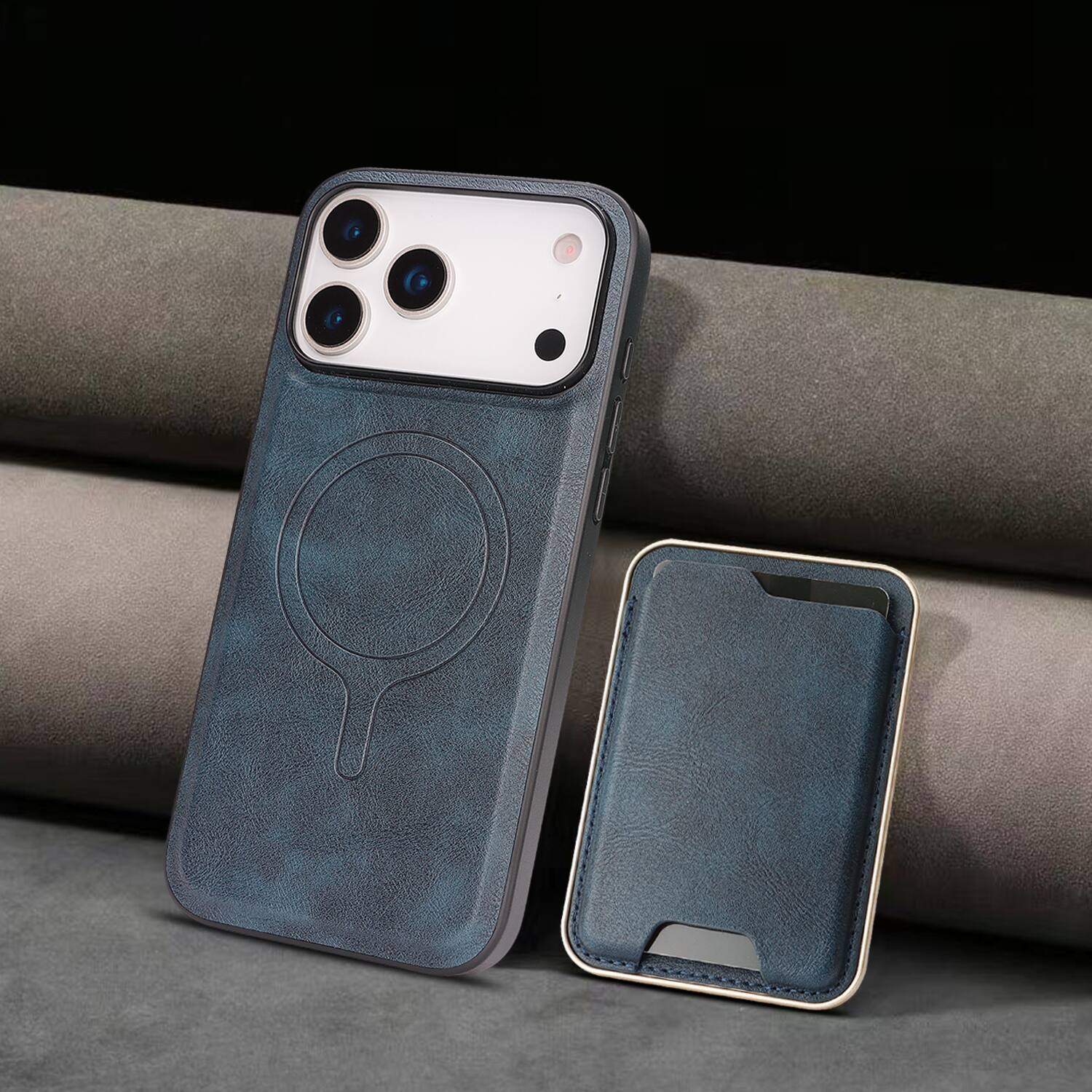 Alt View 4. Dteck - 2-in-1 Magnetic Detachable Wallet Case for Apple iPhone 17 Pro, Shockproof PU Leather Phone Cover with Card Holder - Blue.