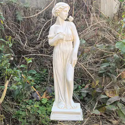 Front. Refined Abode Design - Outdoor Statue Nymph Sculpture Goddess Of Greek Mythology Roman Style For Garden Patio Yard Lawn Porch Decor.