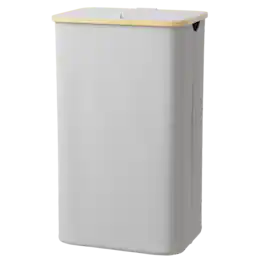Tooloton - Large Laundry Hamper with Lid (110L) – Collapsible Tall Clothes Basket with Bamboo Handles, Light Grey - Light Gray