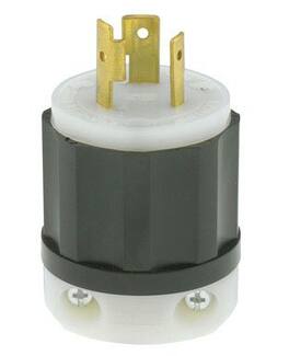 Leviton - Industrial Nylon Grounding Plug L5-20P 16-10 AWG 2 Pole 3 Wire - Black|White