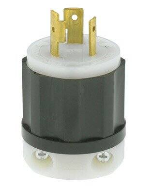 Front. Leviton - Leviton Industrial Nylon Grounding Plug L5-20P 16-10 AWG 2 Pole 3 Wire - Black|White.