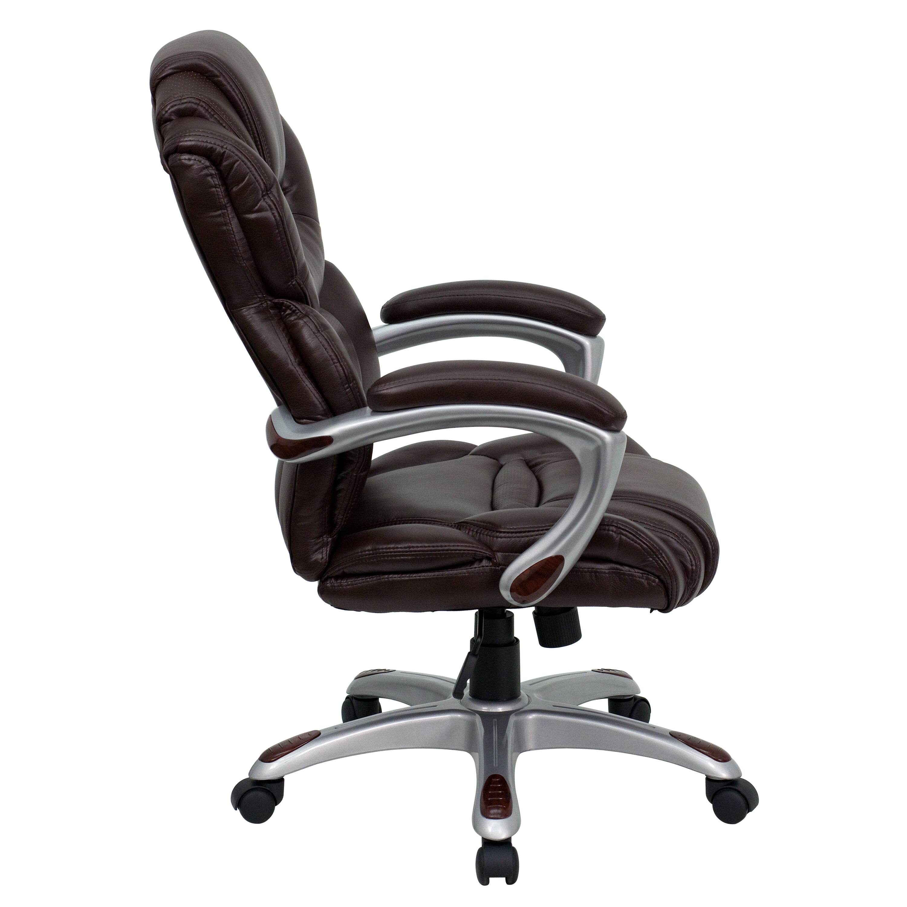 Alt View 4. Emma + Oliver - High Back Executive Swivel Ergonomic Office Chair with Accent Layered Seat/Back - Brown.