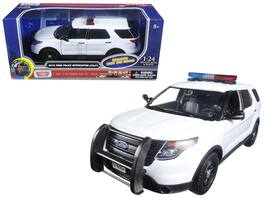 Motormax - 2015 Ford Police Interceptor Utility White with Flashing Light Bar and Front and Rear Lights and 2 Sounds 1/24 - White