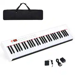 Costway - BXII 61 Key Digital Piano MIDI Keyboard w/MP3 - White