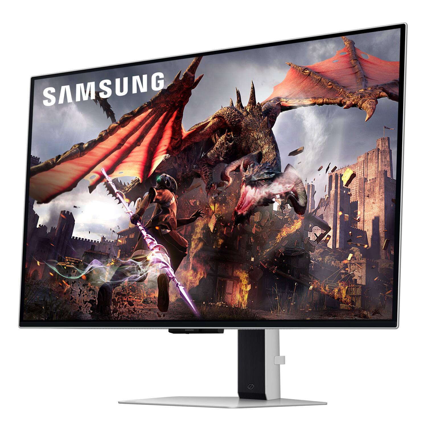 Alt View 5. Samsung - 32" Odyssey OLED G8 (G80SD) 4K UHD 240Hz 0.03ms Smart Gaming Monitor with HDR - Silver.