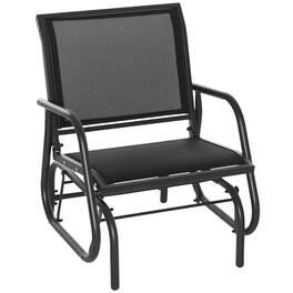 Outsunny - Outdoor Glider Chair, Steel Swing Chai with Curved Armrests for Porch, Garden, Poolside - Black