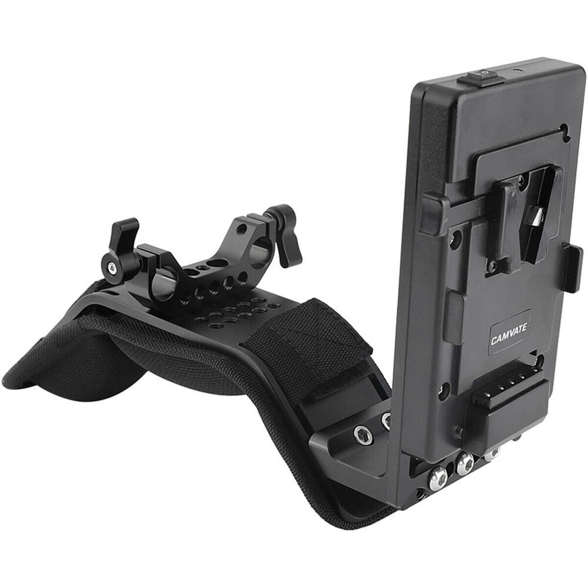Alt View 2. CAMVATE - CAMVATE Shoulder Mount with V-Lock Power Splitter and 15mm Dual-Rod Clamp.