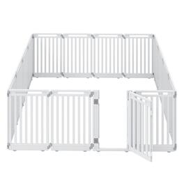 WELLFOR - 31.5" Height Pet Playpen with Lockable Door and Non- Slip Bottom, Plastic Dog Fence for Small to Medium Pets,16 Panels - White