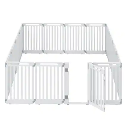 Front. WELLFOR - 31.5" Height Pet Playpen with Lockable Door and Non- Slip Bottom, Plastic Dog Fence for Small to Medium Pets,16 Panels - White.