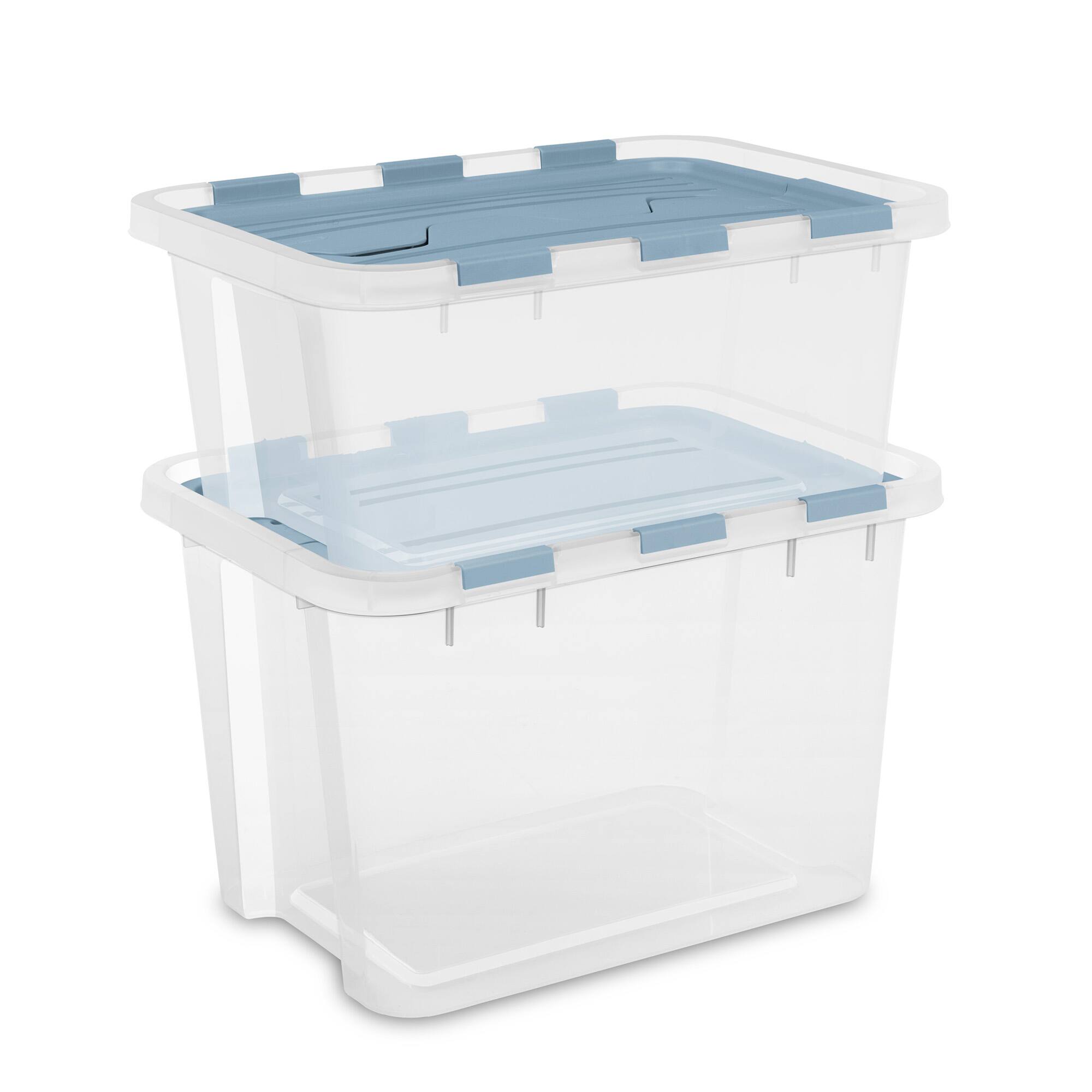 Alt View 7. Sterilite - Sterilite 20 Qt Hinged Lid Storage Box, Plastic Container, Washed Blue, 6 Pack.