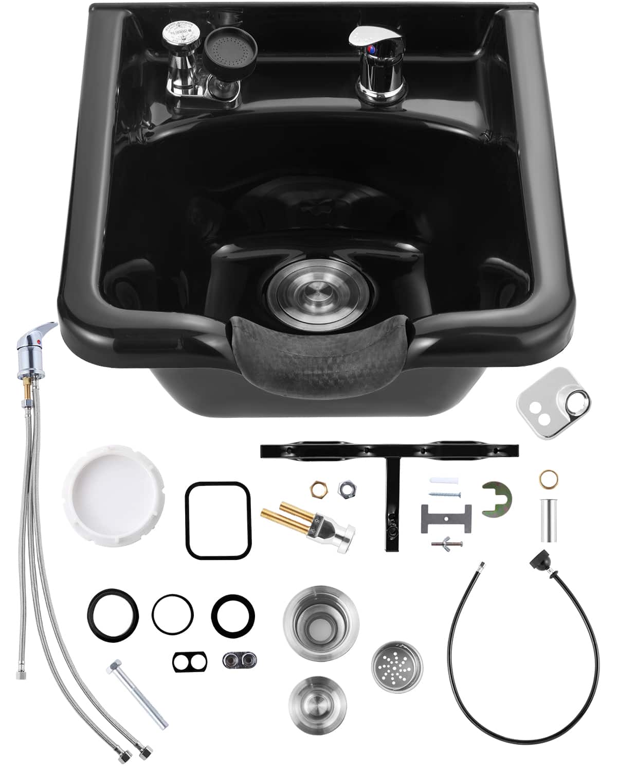 Photos - Bathroom Sink Vevor  Shampoo Bowl, ABS Plastic Shampoo Sink for Salons and Home, Easy to Clean and Install Salon Shampoo Bowls - Blacak H 