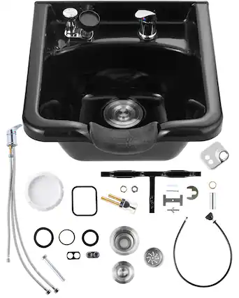 Front. VEVOR - Shampoo Bowl, ABS Plastic Shampoo Sink for Salons and Home, Easy to Clean and Install Salon Shampoo Bowls - Blacak.