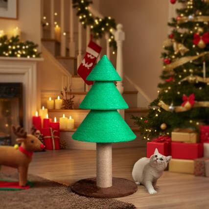 Front. Winado - Portable 31.5in Christmas Cat Tree Large Sisal Cat Scratching Post, Tower for Cats Toy Indoor Party Holiday Decoration - Green.