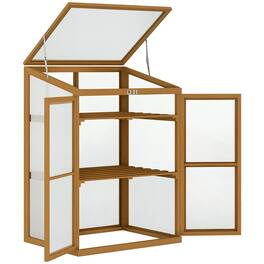 Outsunny - Wooden Cold Frame Greenhouse with Adjustable Shelves, Mini Greenhouse Cabinet, 30" L x 24" W x 44" H