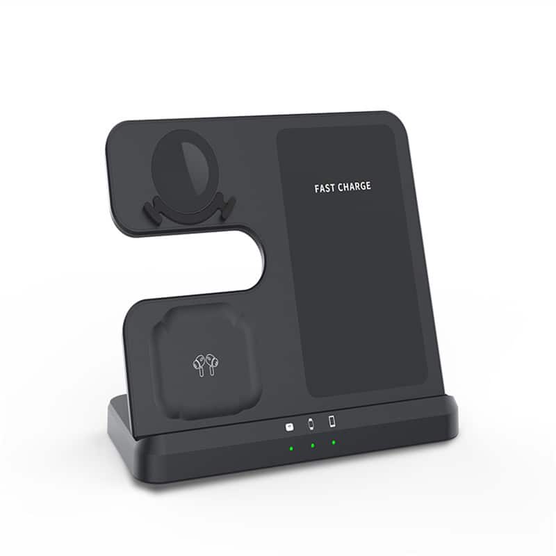 RISOKEYS - 15W Desktop 3-in-1 Wireless Charger - Vertical, Fast Charging, Compatible with Samsung Phones and Watches - White