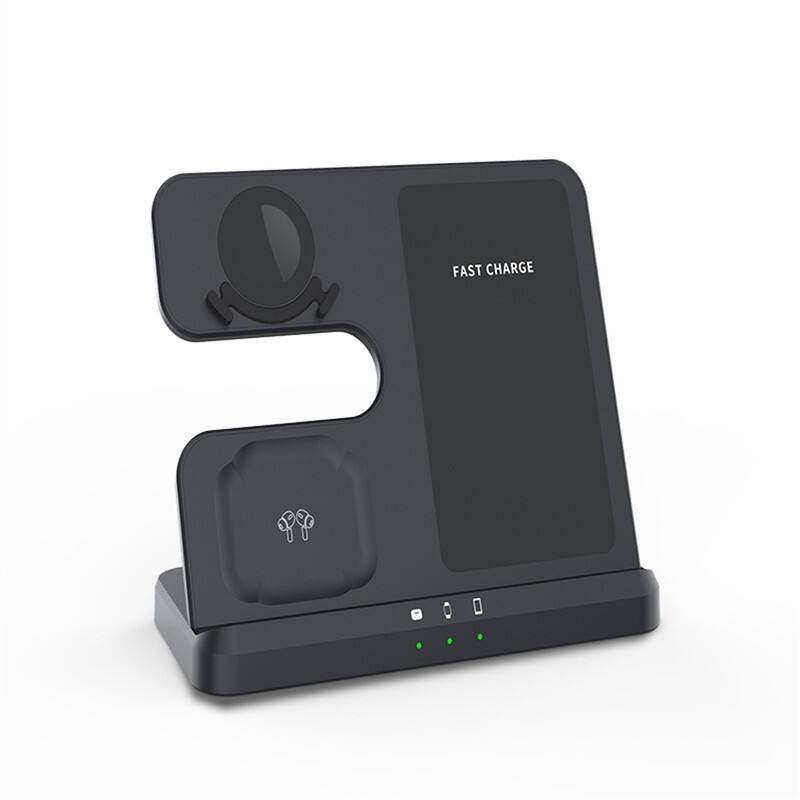 RISOKEYS - 15W Desktop 3-in-1 Wireless Charger - Vertical, Fast Charging, Compatible with Samsung Phones and Watches - White