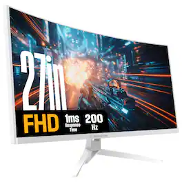 Westinghouse - 27" Curved FHD Gaming Monitor, 200Hz, 1ms, FreeSync, 1920x1080, DP, 2x HDMI, Speakers - White