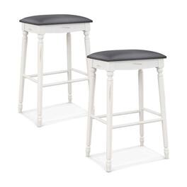 Pefilos - 29 Inch Bar Stool Set of 2 with Padded Seat Cushions and Solid Wood Legs-29 inches, Bar Height Stools, Counte Counter - Gray