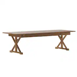 Flash Furniture - HERCULES 9' x 40" Rectangular Antique Rustic Solid Pine Folding Farm Table with X Legs - Brown