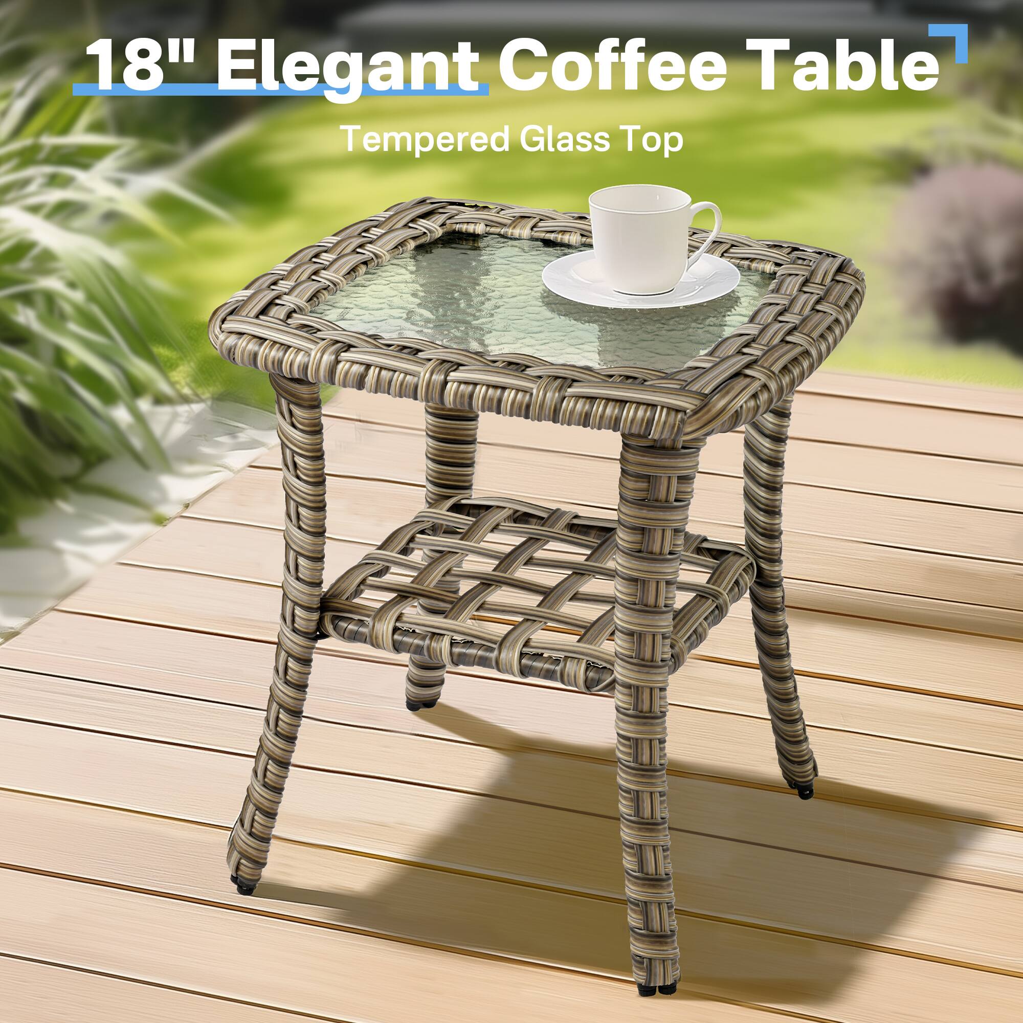 18" Elegant Coffee Table  
Tempered Glass Top