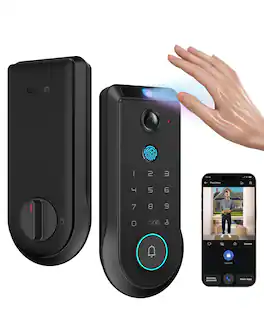 Lockin - Veno Pro Smart Lock with 2K 180° Camera & Video Doorbell, AI Local Storage, Palm Vein & Fingerprint Entry, Built-in WiFi