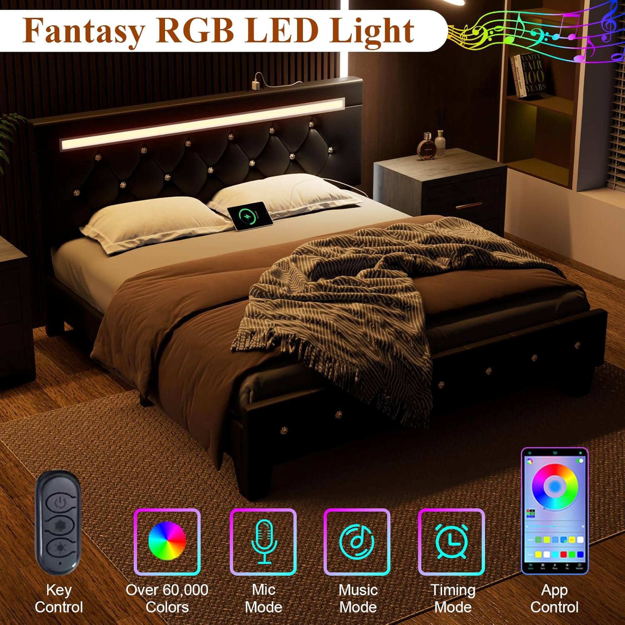 Fantasy RGB LED Light

- Key Control
- Over 60,000 Colors
- Mic Mode
- Music Mode
- Timing Mode
- App Control