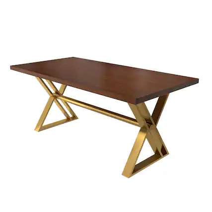 Front. Boyel Living - Brown Walnut Wood 70.87 Inch Cross Legs Dining Table Seats 6 Modern Rectangular Table - Brown.