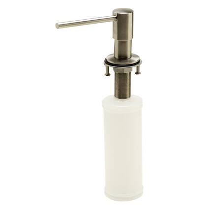 Front. Alfi - Modern Round Brushed Stainless Steel Soap Dispenser - Silver.