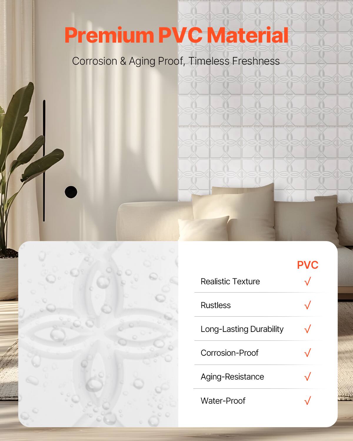 Premium PVC Material  
Corrosion & Aging Proof, Timeless Freshness  

PVC  
- Realistic Texture  
- Rustless  
- Long-Lasting Durability  
- Corrosion-Proof  
- Aging-Resistance  
- Water-Proof