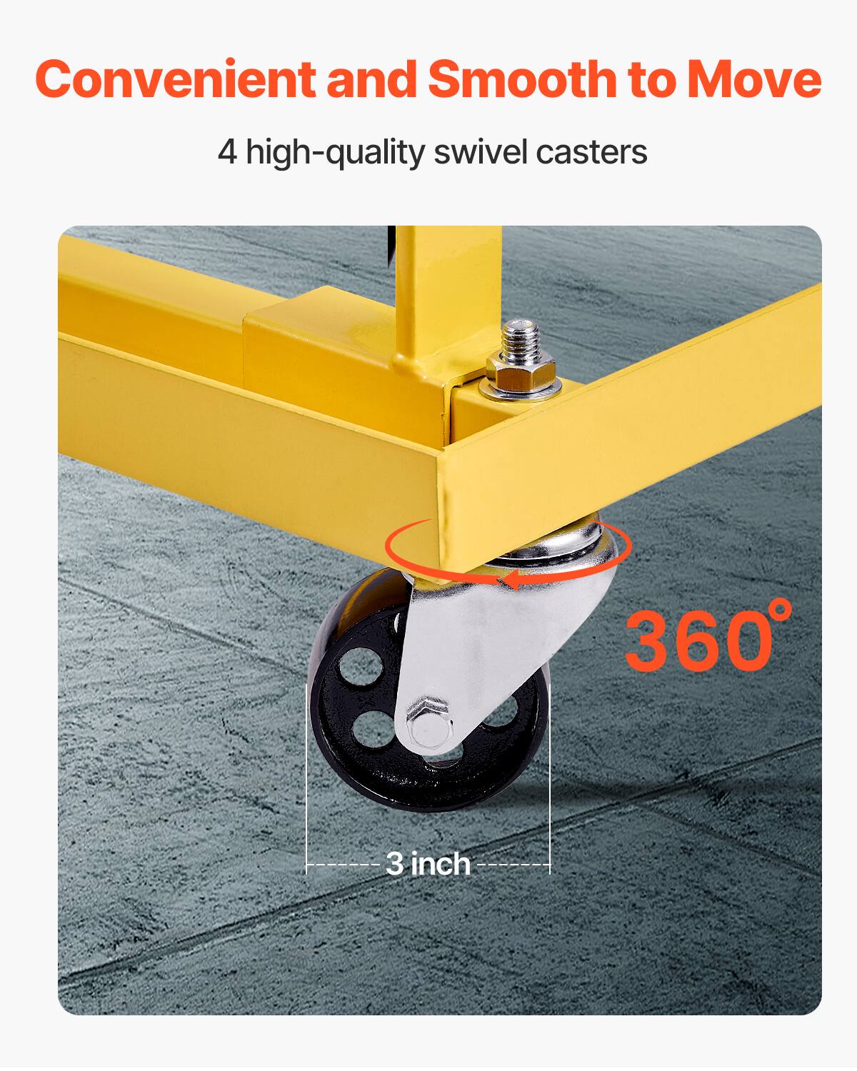Convenient and Smooth to Move

4 high-quality swivel casters

360°

3 inch