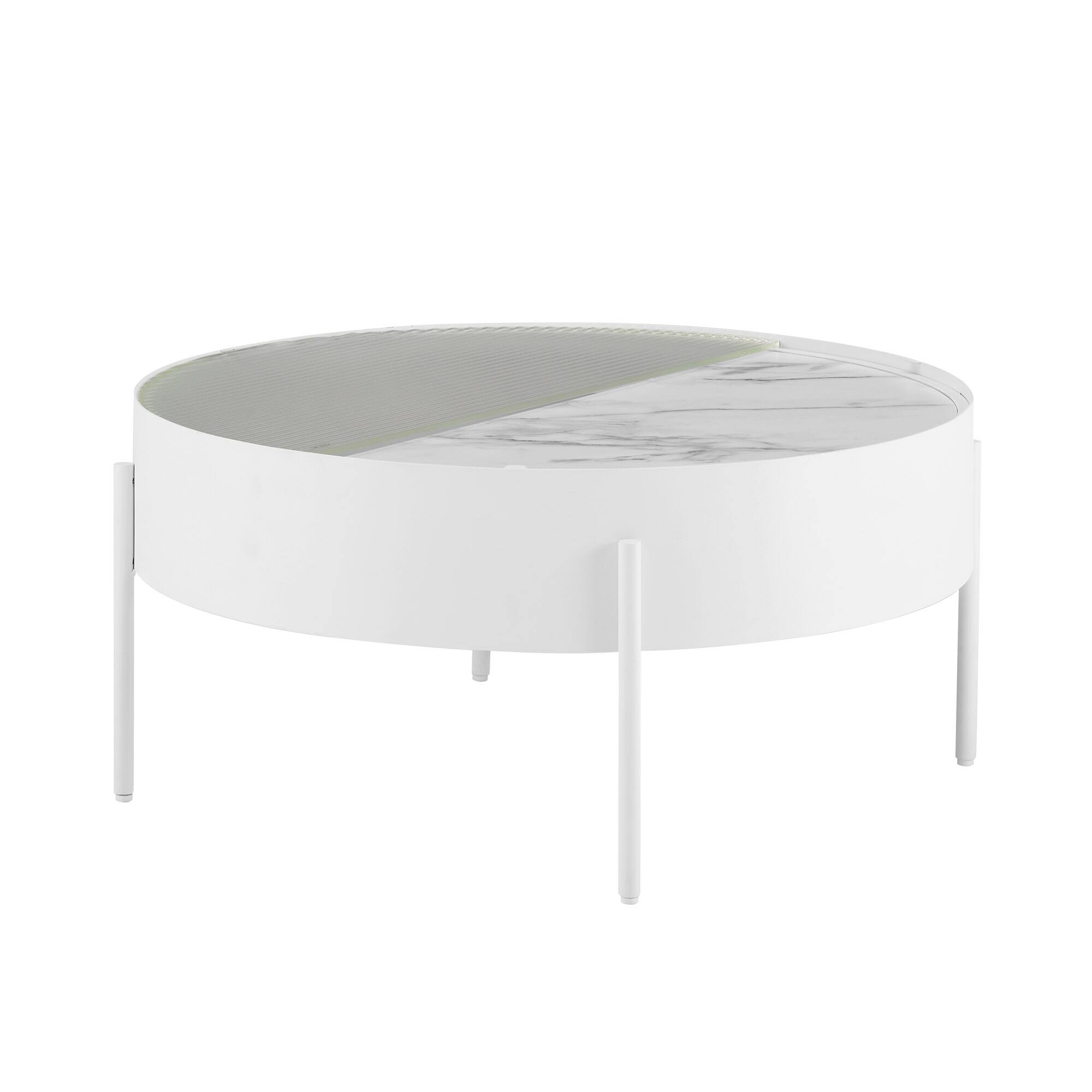 Left. Walker Edison - Modern Sliding-Top Coffee Table - White.