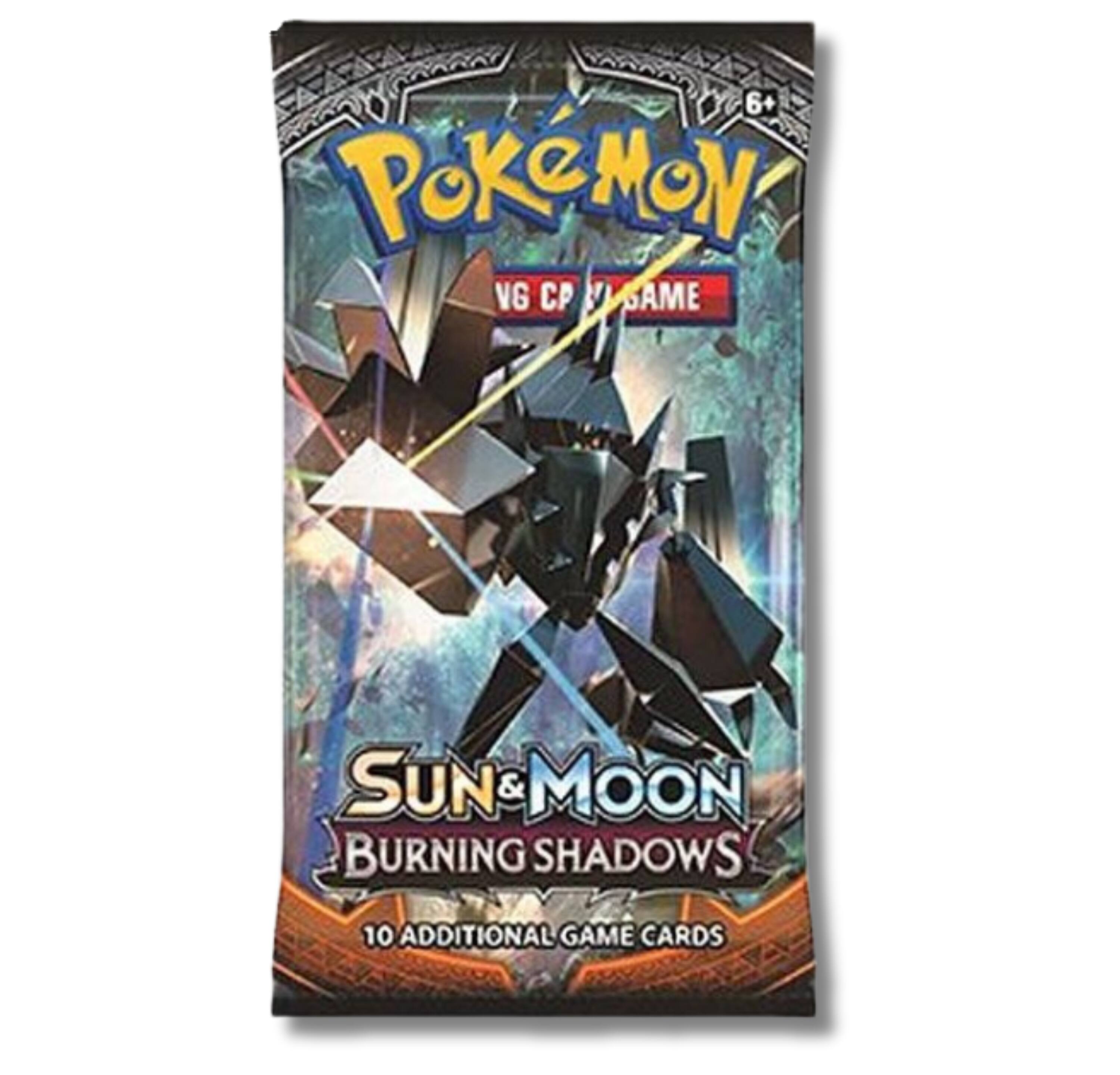 6+ Pokémon VG CP GAME  
SUN & MOON BURNING SHADOWS  
10 ADDITIONAL GAME CARDS