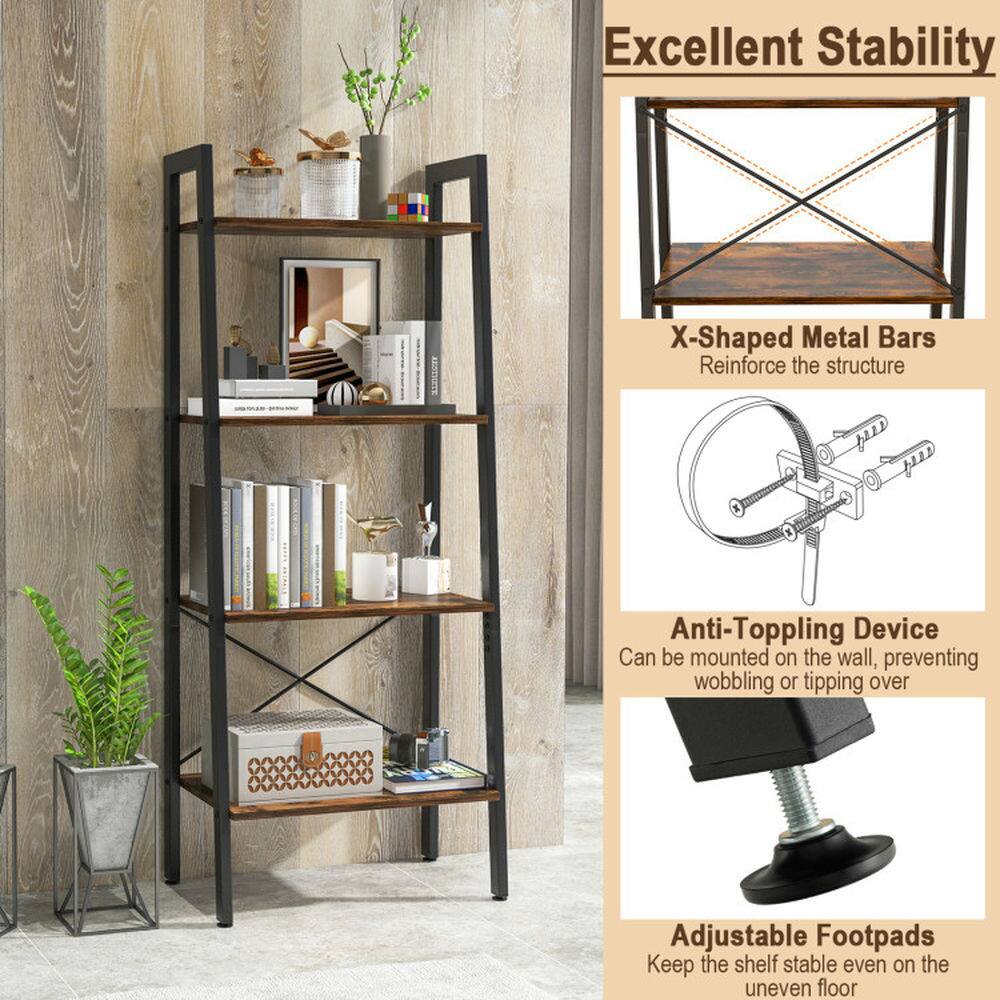 Excellent Stability

X-Shaped Metal Bars
Reinforce the structure

Anti-Topping Device
Can be mounted on the wall, preventing wobbling or tipping over

Adjustable Footpads
Keep the shelf stable even on the uneven floor