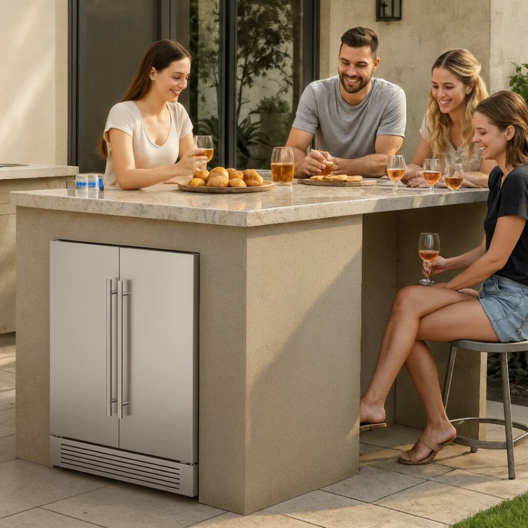 Alt View 5. Yeego - 24 inch  Outdoor Dual Zone Beverage & Wine Cooler , 60 Can+20 Bottle Stainless Steel Fridge, 34-65°F Temperature Control - Stainless Steel.