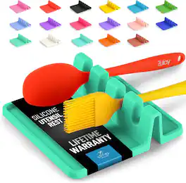 Zulay Kitchen - Silicone Utensil Rest with Drip Pad for Multiple Utensils - Heat-Resistant & Spoon Holder for Stove Top - Carnival Grass
