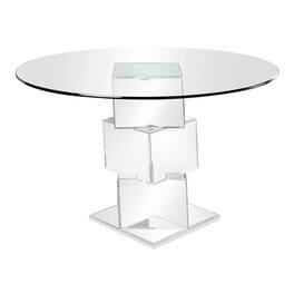 Manhattan Lane - Dining Table with Round Glass Top - Silver and clear