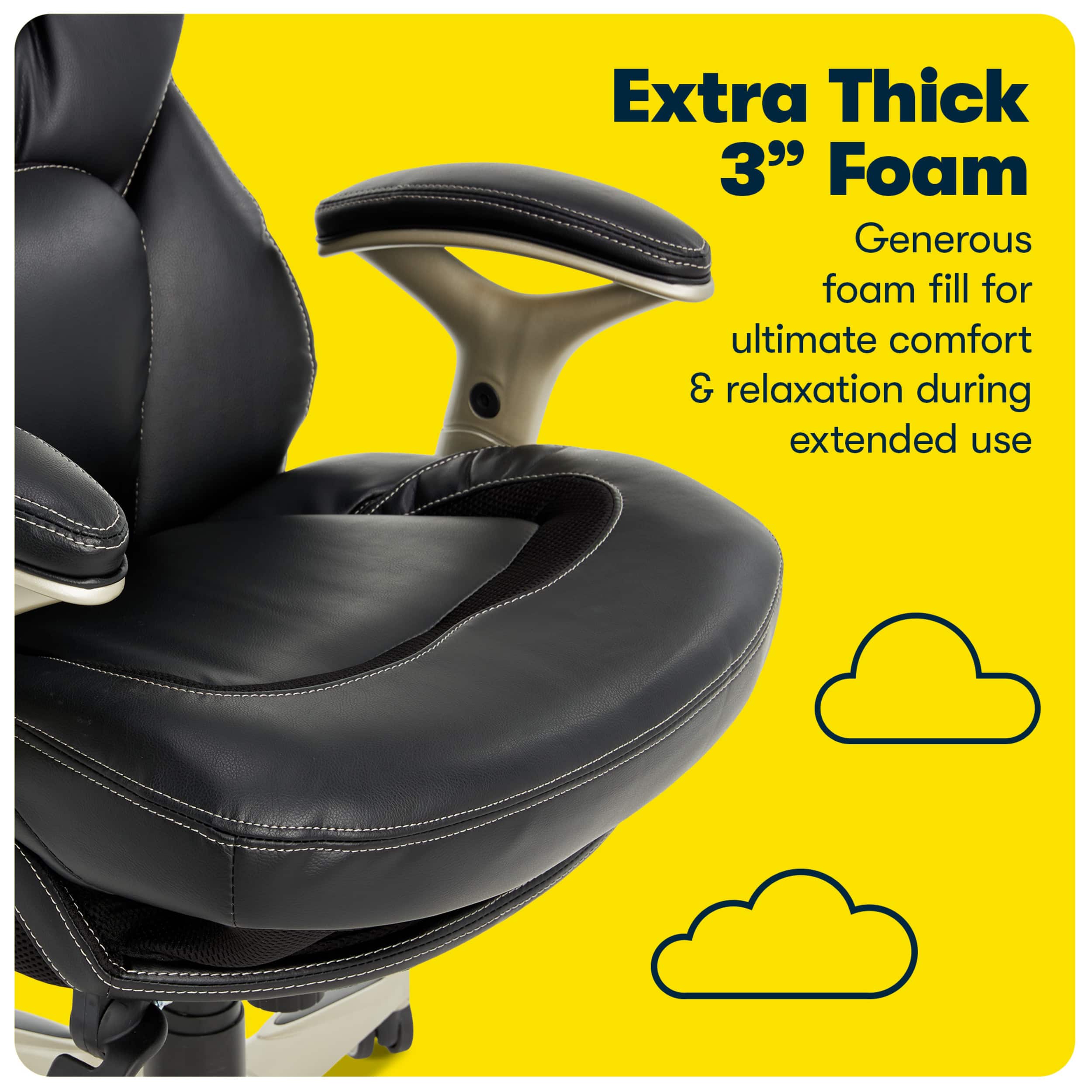 Alt View 14. Serta - Upholstered Back in Motion Health & Wellness Office Chair with Adjustable Arms - Bonded Leather - Black.