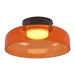 Jonathan Y - Kalmar 12" Modern Minimalist Iron/Glass Dimmable Integrated LED Flush Mount, /Black - Orange