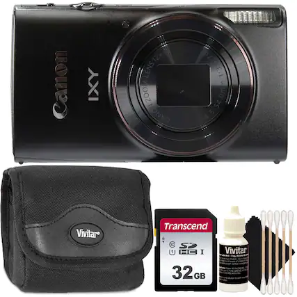 Canon IXY
LENS 12x
LENS ZOOM
CANON
4.5-54.0mm
1:3.0-5.4
Vivitar
Transcend
32GB
Vivitar
Lens Cleaning Solution