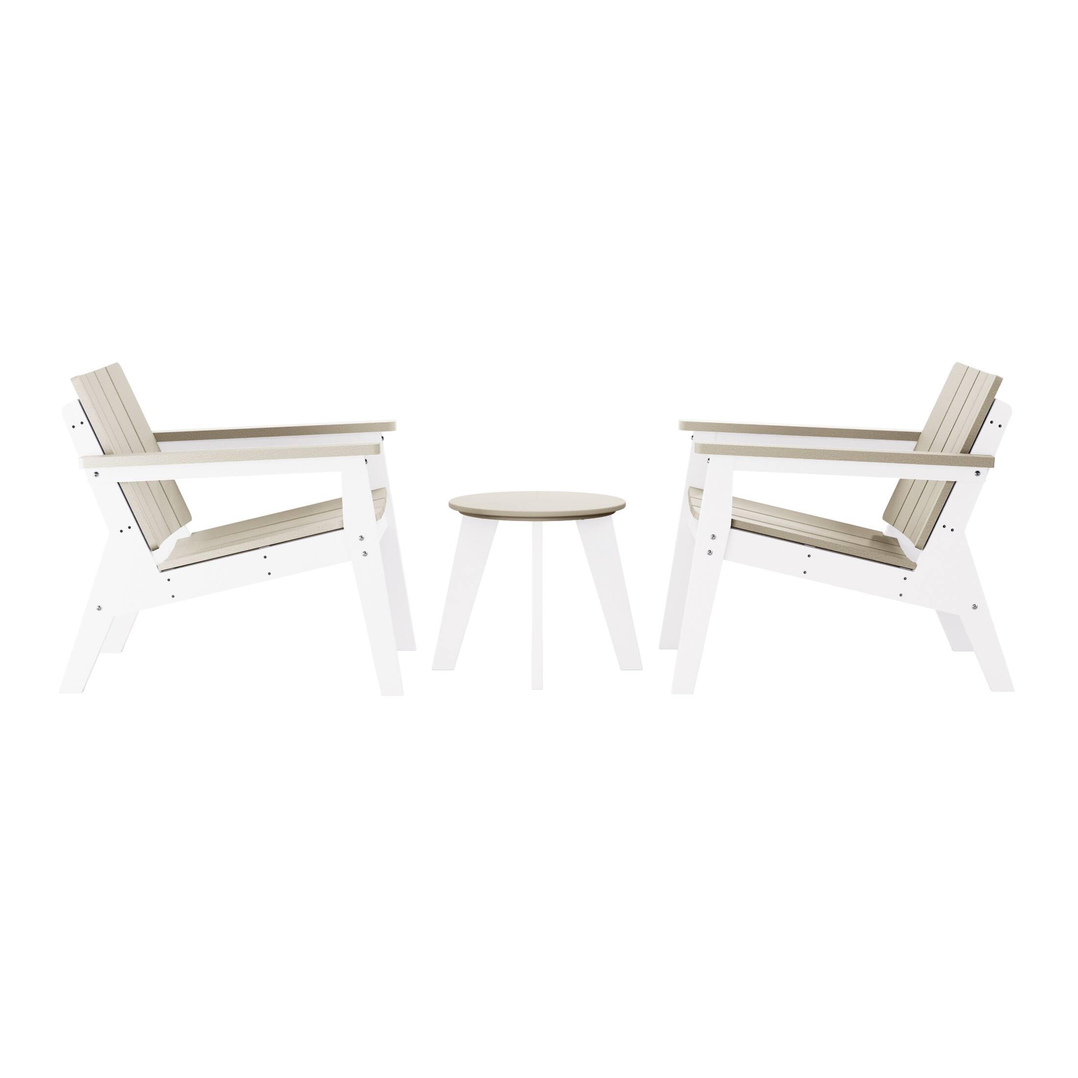 Front. WestinTrends - WestinTrends Pacifica 3-Piece Outdoor HDPE Conversation Set with Deep Seating Chairs and Round Side Table - White/Sand.