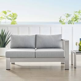 Shore Sunbrella® Fabric Aluminum Outdoor Patio Right-Arm Loveseat by Modway - Silver Gray