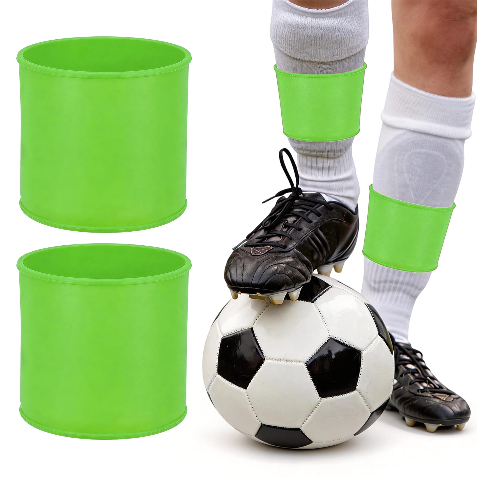 Unique Bargains - Silicone Soccer Leg Bands, Non-Slip Shin Guard Straps to Hold Guards Sleeves Sports Leg Band 1 Pair Size L - Green price history on PriceWatchPro