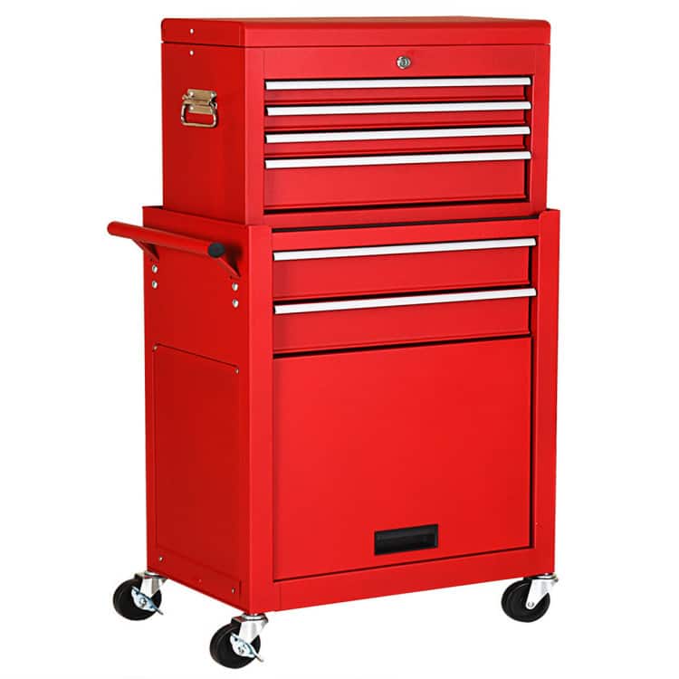 SlickBlue - Rolling Tool Chest Cabinet with Drawer Storage for Garage - Red